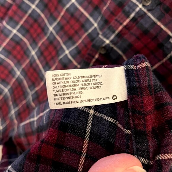 Goodfellow & Co Men's Plaid Flannel Shirt Size Medium Red, Blue, White - Picture 4 of 7